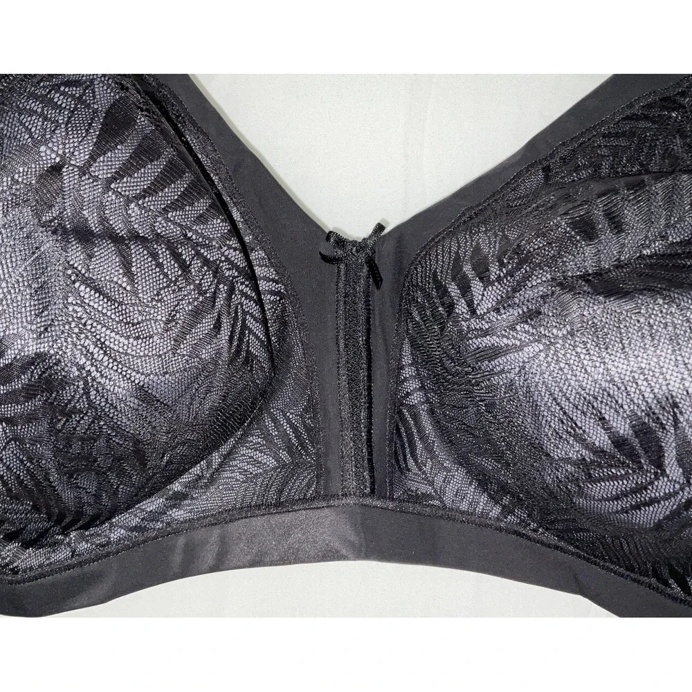 NWT Women's WonderBra Plus W1985 Back & Side Smoothing Wirefree Bra 46DD Black‎